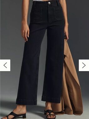 Pilcro Anthropologie The Skipper Wide Leg Black High Rise Women's Jeans 23